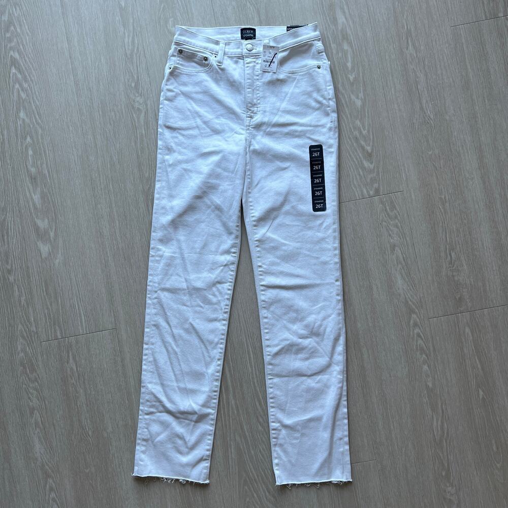 J Crew Factory Stovepipe Jeans Womens Tall 26 White Tiny Flaw